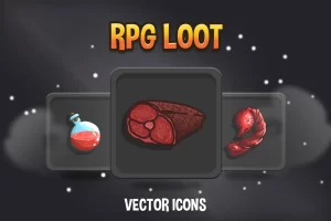 RPG战利品矢量图标集：48款可编辑游戏素材