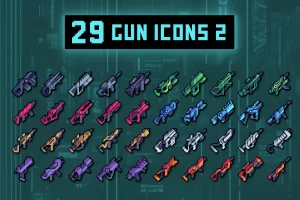 32×32像素枪械图标包：40种独特武器素材