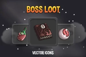 Boss Loot矢量RPG图标包：48款独特战利品图标
