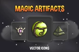 魔法神器RPG图标集：48个矢量主题物件
