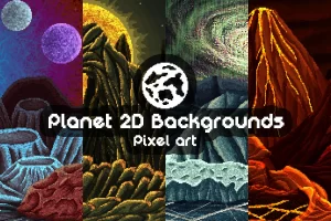 星球像素艺术2D游戏背景素材包