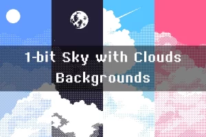 1-Bit像素天空云朵背景包：4种氛围场景