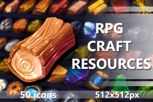 RPG Craft Resources 游戏图标包：50款手工素材合集