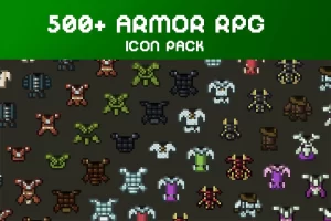 RPG装甲图标像素艺术包：560枚战士护甲图标素材
