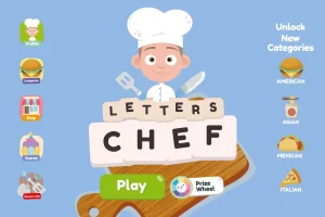Letters Chef GUI素材：可爱2D厨师主题游戏界面