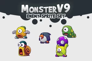 Monster V9角色精灵包：5个独特怪物动画素材