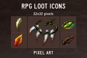 RPG像素风奇幻游戏图标素材包