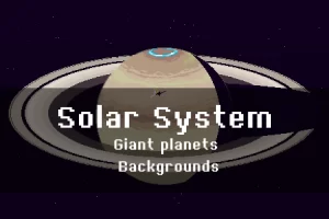 太空像素游戏背景包：深邃宇宙中的巨行星