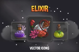 Elixir RPG图标包：48枚药水与魔法素材，2D游戏通用