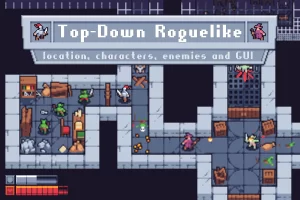 俯视角Roguelike游戏像素艺术素材包