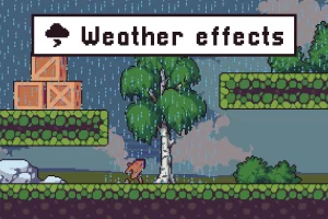 天气特效像素艺术素材包：雨雪风雷与流水闪光动画