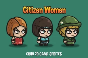 女性Q版角色精灵素材：3款个性角色助力2D游戏开发