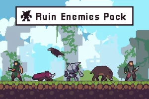 废墟敌人精灵表像素艺术：RPG角色动画素材集