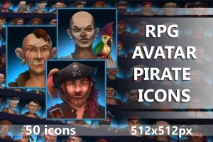 RPG海盗头像图标包：50款高品质角色素材