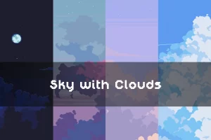 天空与云朵像素艺术背景集：8种昼夜场景