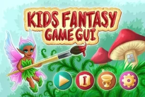 儿童奇幻游戏GUI素材包：2D界面设计必备