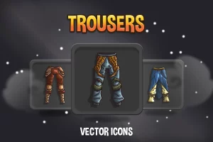 Trousers RPG图标包：48款矢量裤子素材，适配奇幻种族与职业