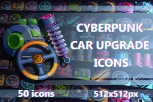 赛博朋克汽车升级游戏512×512图标集