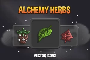 炼金草药矢量图标集：RPG游戏素材