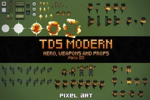 TDS现代像素英雄：武器与道具素材包