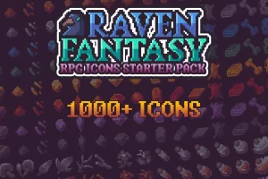 1000+ RPG图标像素艺术包：武器、盔甲、药水等