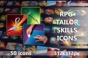 RPG裁缝技能游戏512×512图标素材