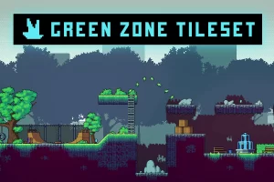 绿色区域像素风游戏素材：2D RPG平台跳跃关卡构建包