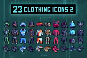 赛博朋克服装32×32像素艺术图标包