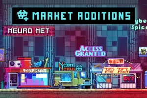 赛博朋克像素艺术市场场景素材
