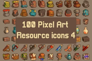 RPG游戏32×32像素物品素材包：100件精细手绘道具