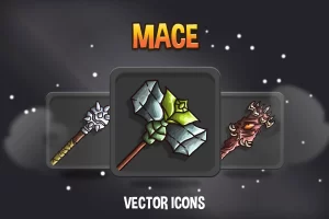 Mace RPG游戏图标：战士钝器武器素材包