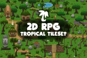 2D RPG热带主题瓦片素材：矢量图形与PNG资源包
