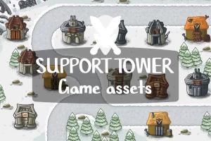 支援塔游戏素材：强化与传送防御塔建筑