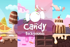 Candy 2D游戏背景素材：矢量图形与无缝滚动支持